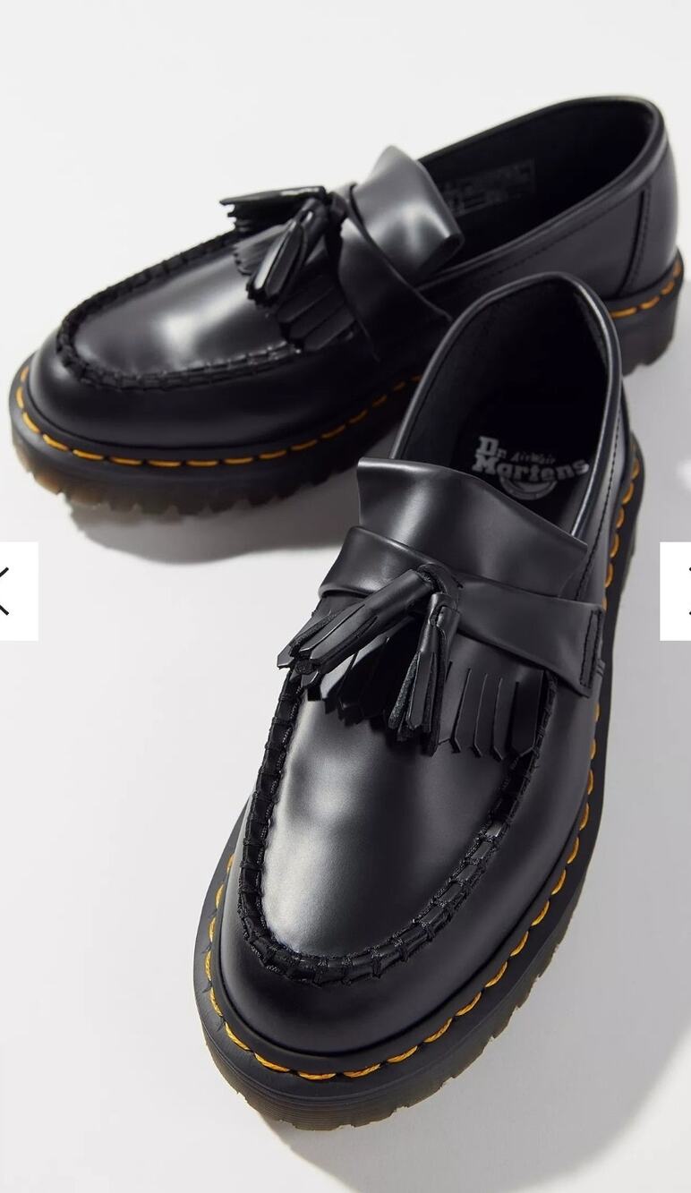 Dr. Martens Black Adrian Leather Platform Tassel Loafers Woman's 8 / Men's 7